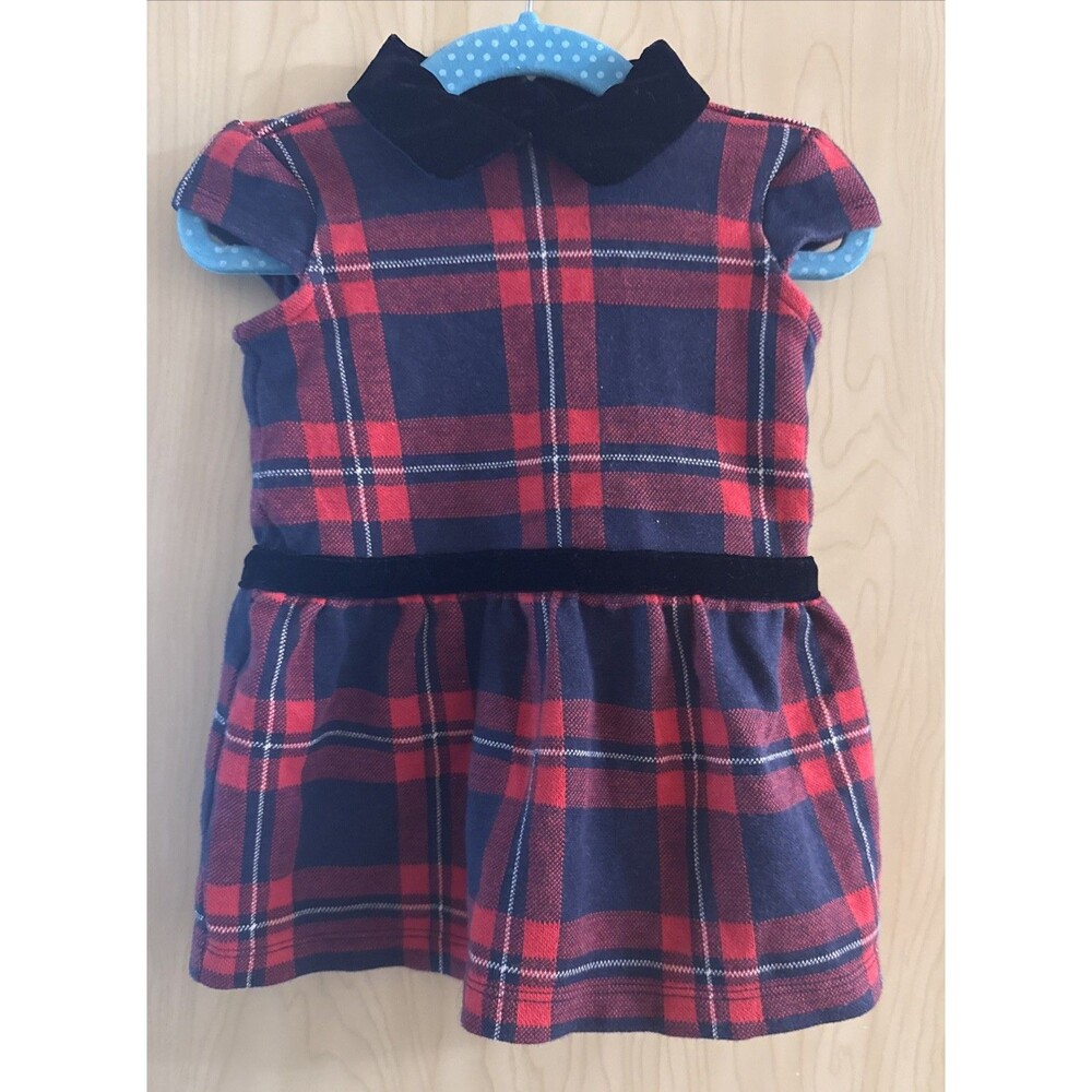Janie And Jack Plaid Short Sleeve With Velvet Size 12-18 Month Girls